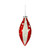 Candyland Teardrop stripe with pearl Glass 16cm Red/White