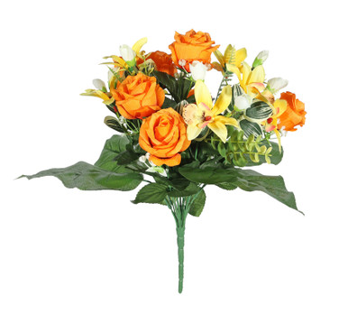 Pembroke Leafy Rose and Orchid Bunch - Orange - Interflora Marketplace