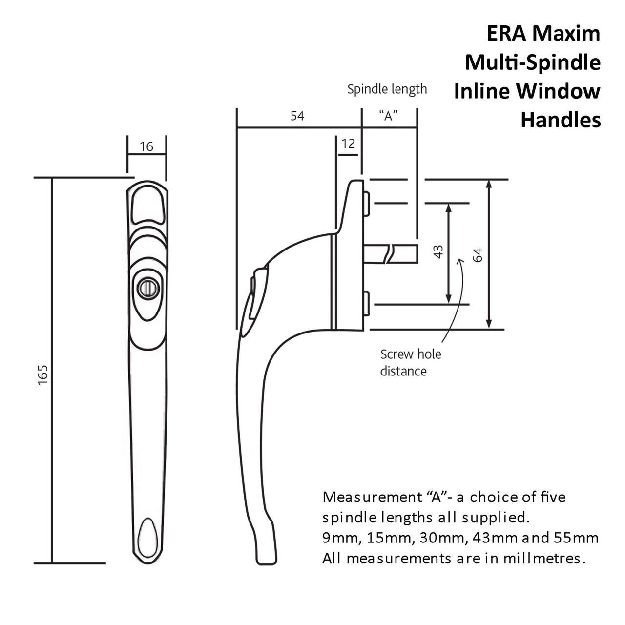 ERA Maxim Multispindle uPVC Window Handle Universal Inline Espag