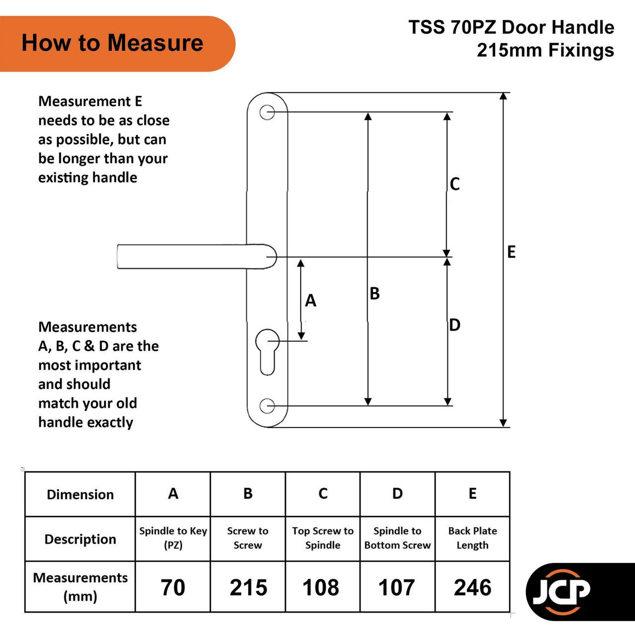 TSS UPVC Door Handle Pair 70PZ 215mm Fixings - JCP Hardware