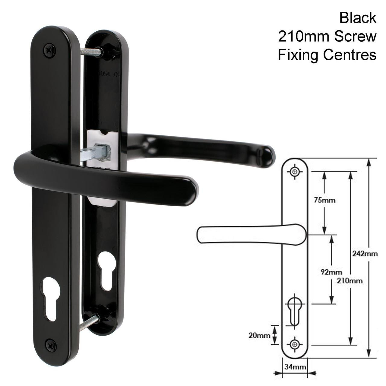 TSS UPVC Door Handle Pair 92mm PZ 210mm Fixings - JCP Hardware