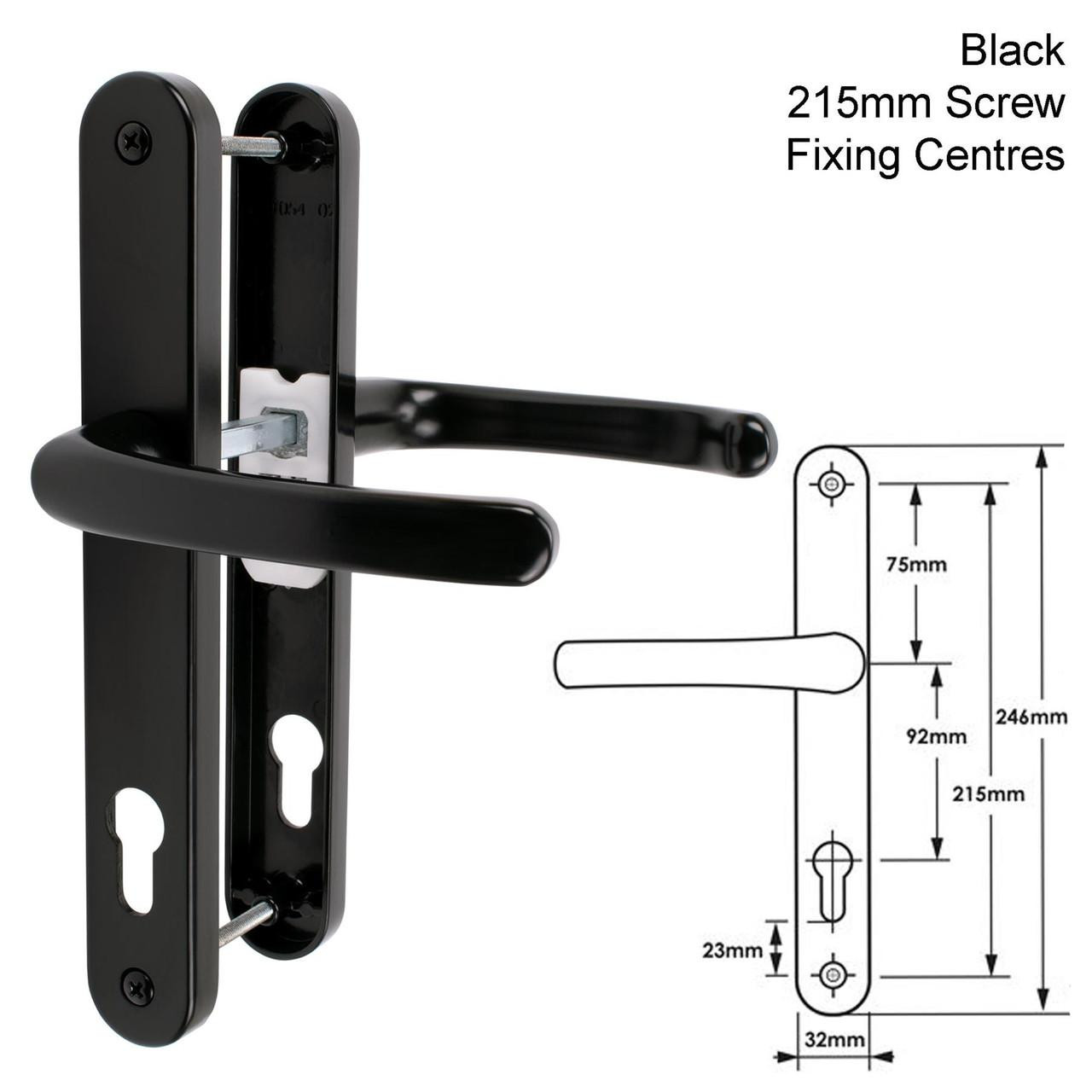 TSS UPVC Door Handle Pair 92mm PZ 215mm Fixings - JCP Hardware