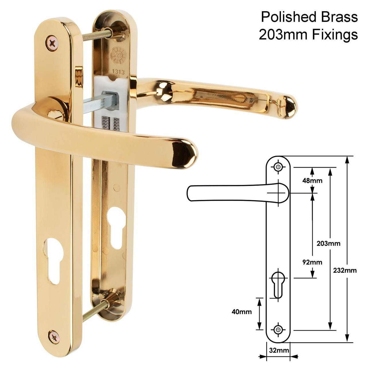 TSS uPVC Door Handle 92mm PZ 203mm Fixings - JCP Hardware