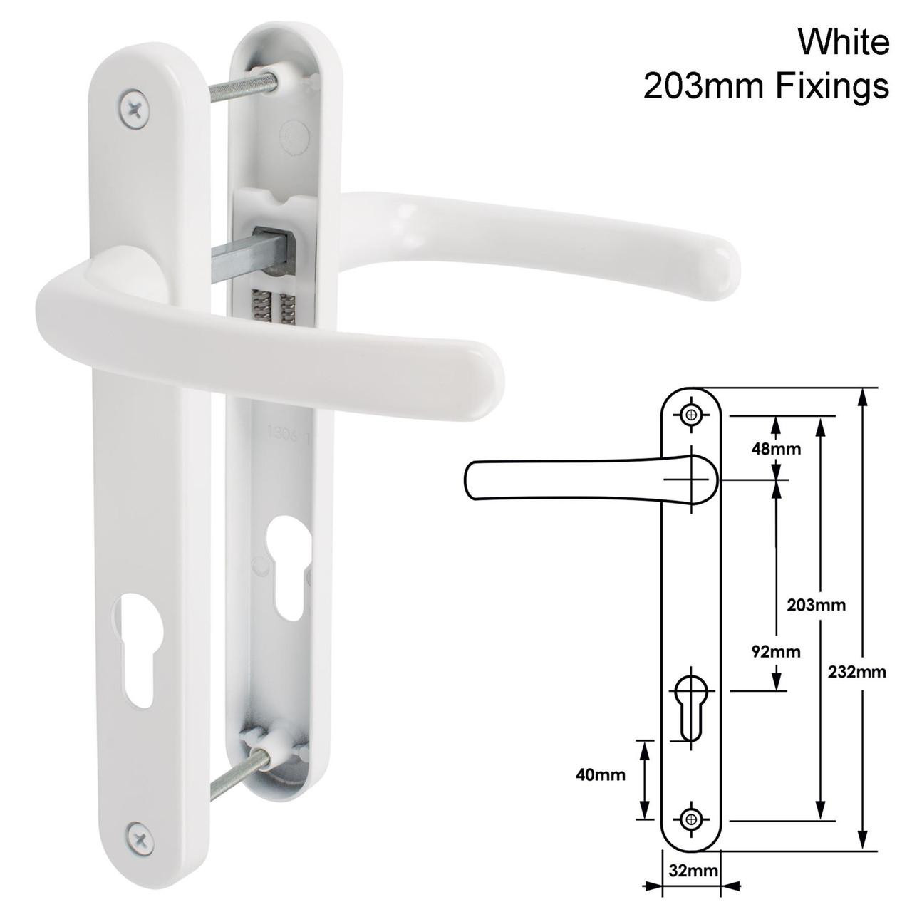 TSS uPVC Door Handle 92mm PZ 203mm Fixings - JCP Hardware