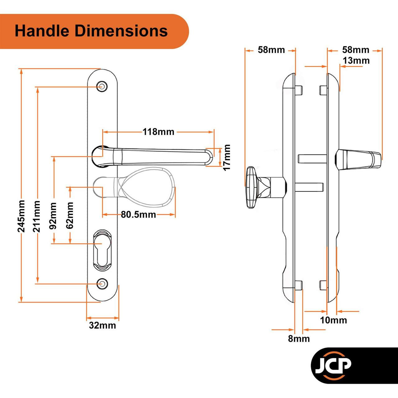 Ultion Sweet Composite UPVC Door Handle Pair 92/62 PZ 211mm
