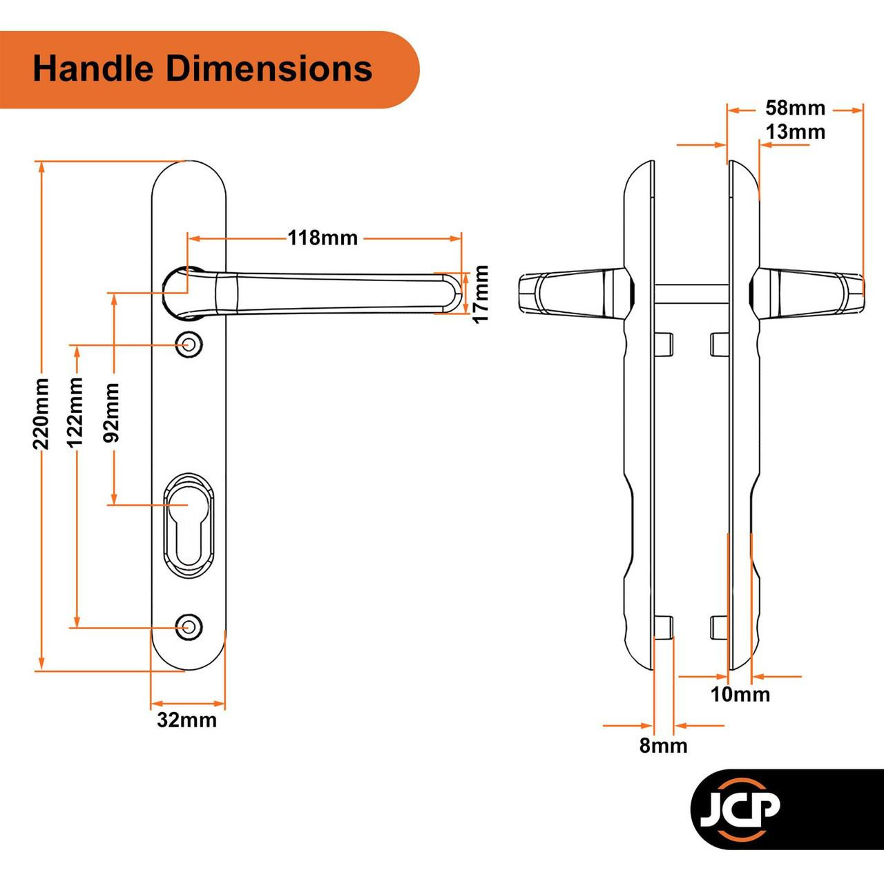 Ultion Sweet Composite uPVC Door Handle Pair 92mm PZ 122mm Screw