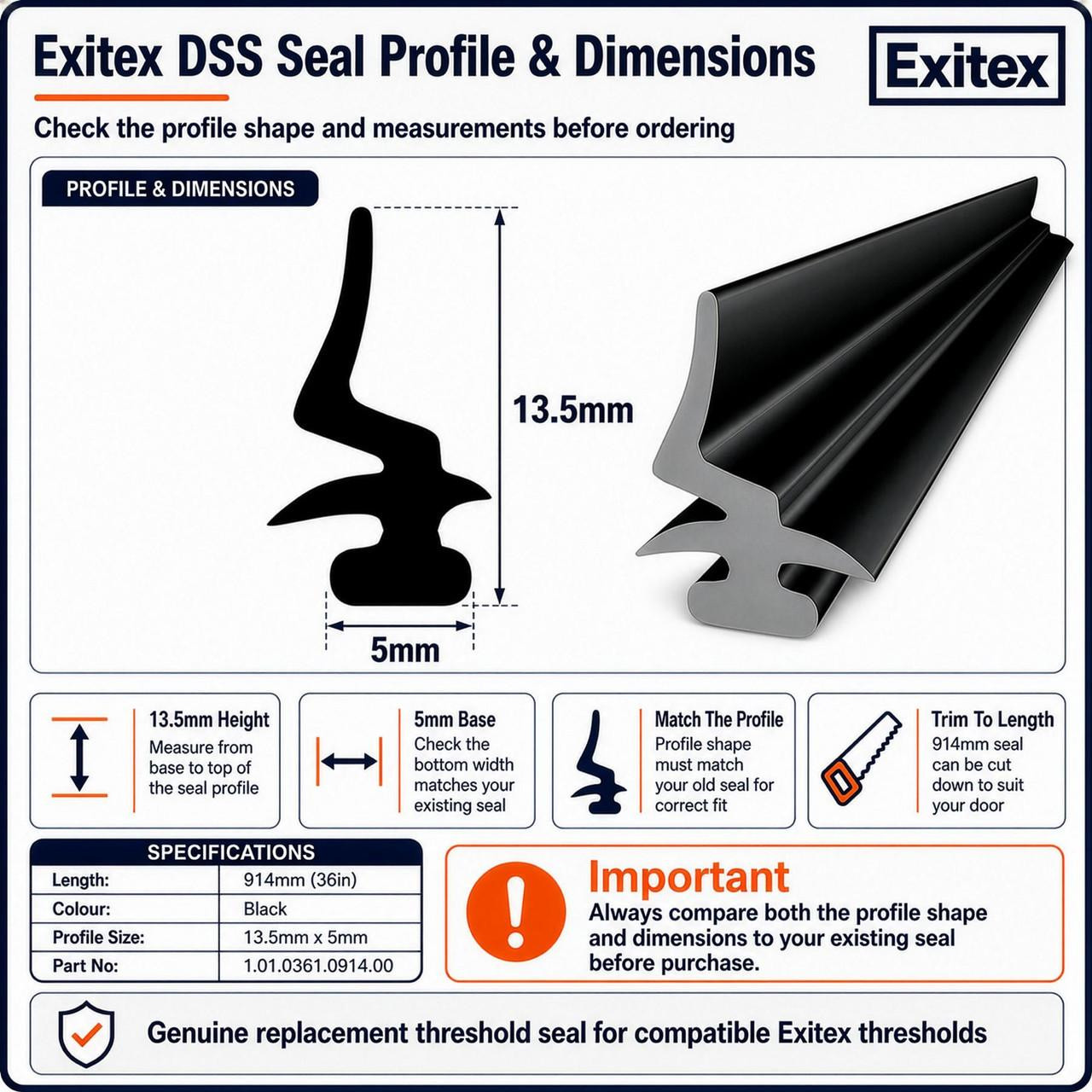 Exitex Replacement Threshold Seal Gasket 914mm MWK/DSS/WTB/MXS/SLT