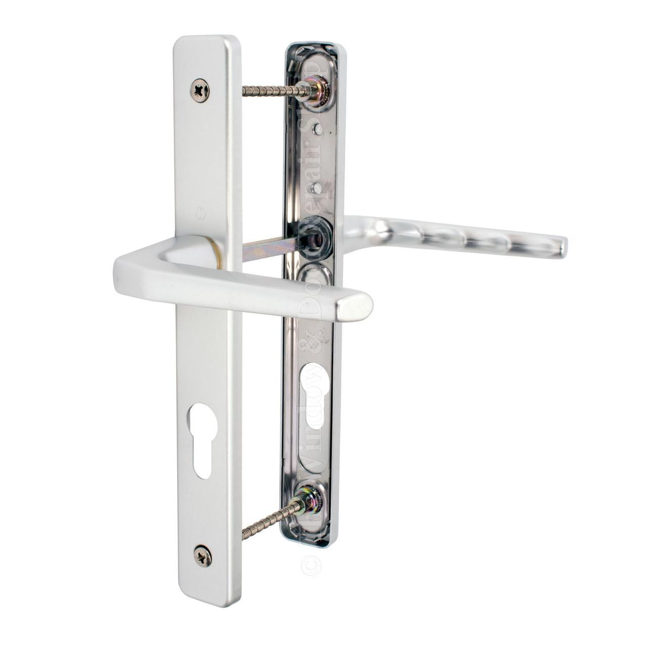 【ハピコ】 Ferco Door Handle Hoppe Upvc 70mm - 200mm Fixings 243mm Plate Size