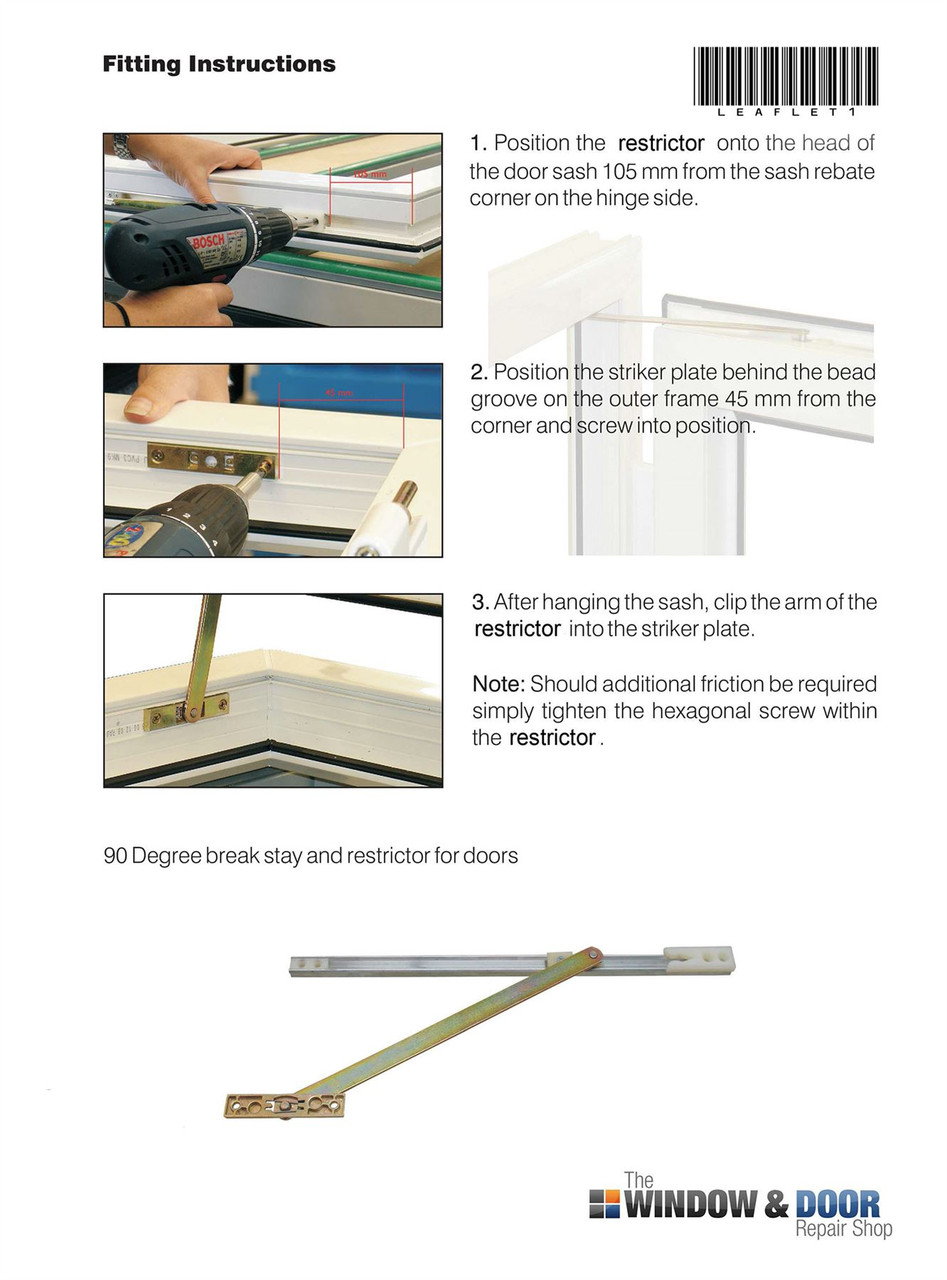 WRS 90 Degree Door Restrictor Stay 335mm JCP Hardware