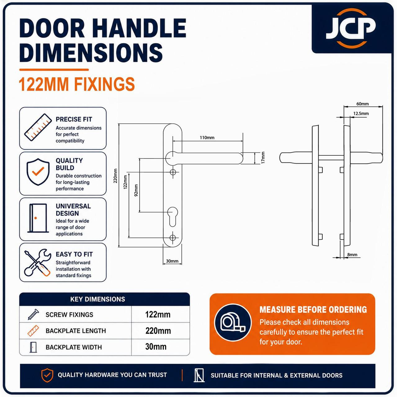Winlock UPVC Composite Door Handle Pair 92mm PZ 122mm Fixings