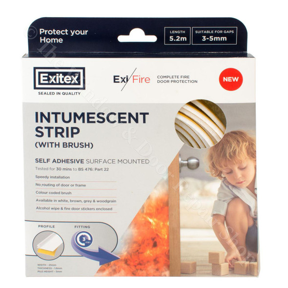 Exitex Intumescent Strip 5.2m Fire and Smoke Self Adhesive Door Seal