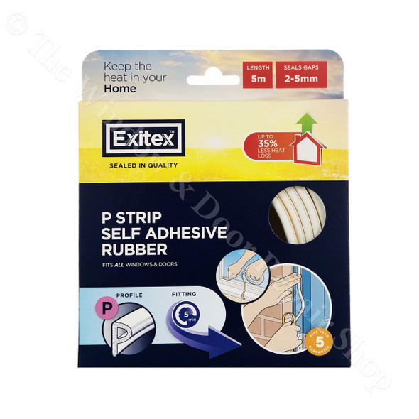 Exitex Self Adhesive Draught Excluder Rubber Door Window Seal P Profile