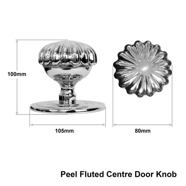 Prima Hardware Prima Peel Fluted Centre Pull Door Knob  3.15" 80mm Heavy Duty Solid Brass