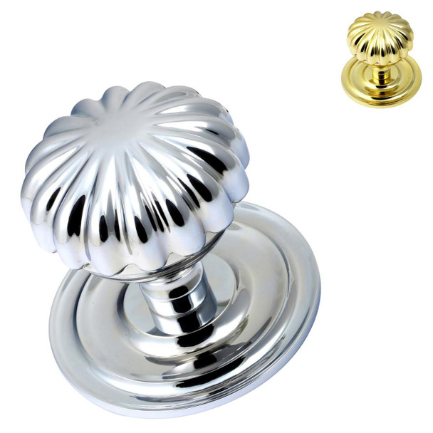 Prima Hardware Prima Peel Fluted Centre Pull Door Knob  3.15" 80mm Heavy Duty Solid Brass
