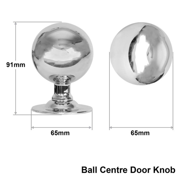 Prima Hardware Prima Ball Centre Pull Door Knob 2.56" 65mm Heavy Duty Solid Brass