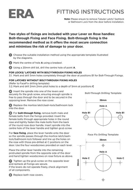 ERA Internal Door Handle Pair Lever on Rose