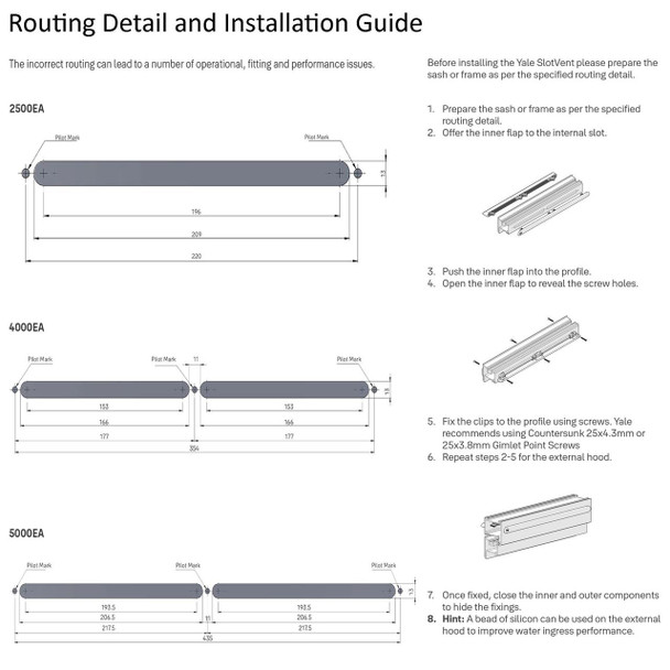 Yale Window Trickle Vent SlotVent 2500 4000 5000EA Noise Reduction