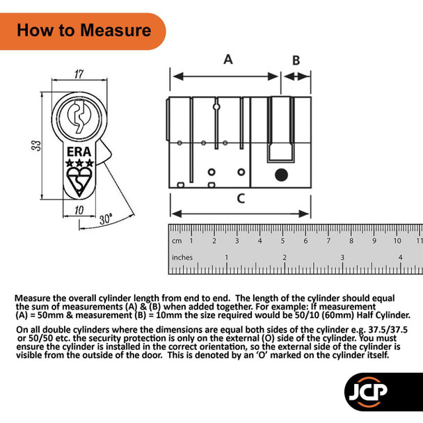 ERA Fortress 3 Star Anti Snap Euro Cylinder UPVC Front Door Lock TS007