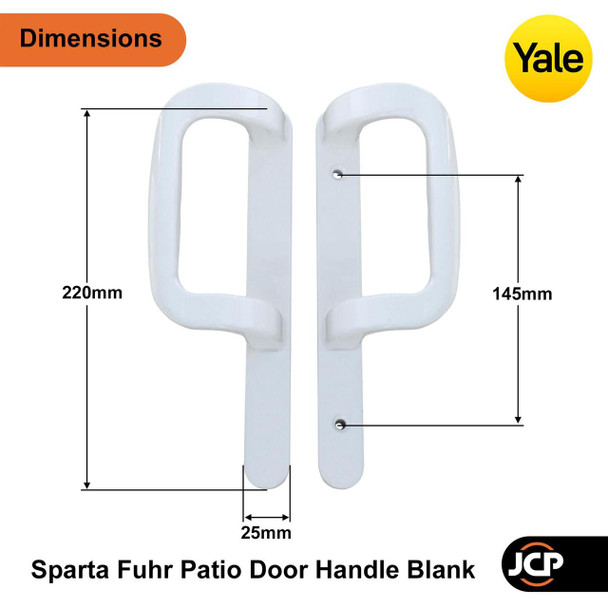 Yale Sparta Fuhr Dummy Inline Sliding Patio Door Handle Blank Set Non Locking