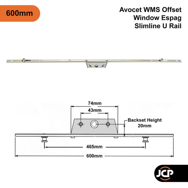 Avocet Slimline Offset UPVC Window Espag Rod Lock Mechanism 14mm U Rail 20mm & 22mm Backset Avocet Slimline Offset UPVC Window Espag Rod Lock Mechanism 14mm U Rail 20mm & 22mm Backset