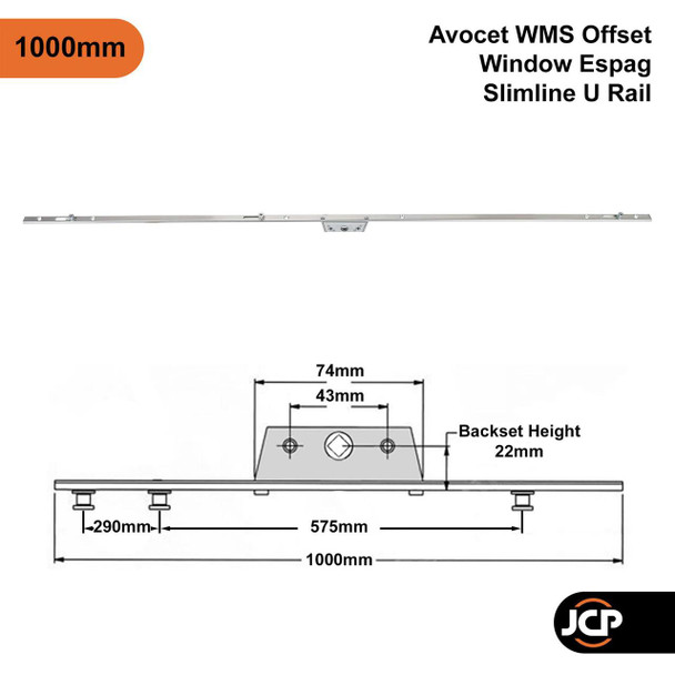 Avocet Slimline Offset UPVC Window Espag Rod Lock Mechanism 14mm U Rail 20mm & 22mm Backset Avocet Slimline Offset UPVC Window Espag Rod Lock Mechanism 14mm U Rail 20mm & 22mm Backset