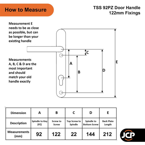 TSS UPVC Door Handle Pair 92mm PZ 122mm Fixings TSS UPVC Door Handle Pair 92mm PZ 122mm Fixings