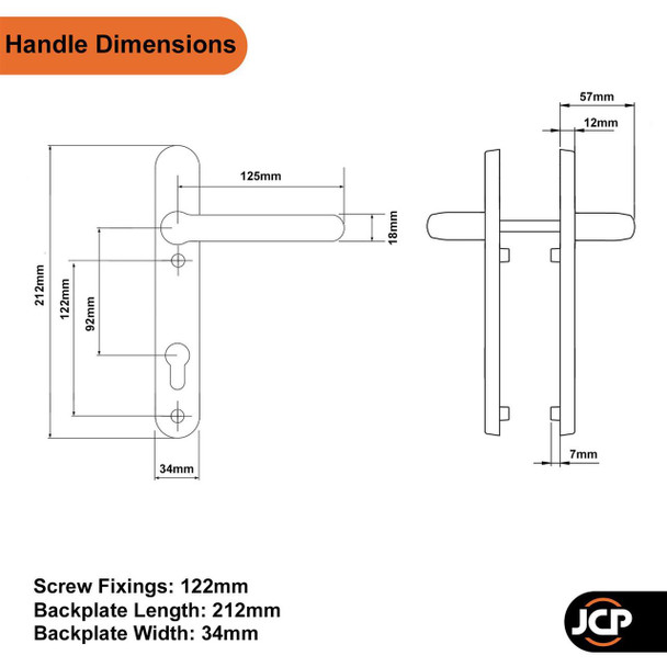 TSS UPVC Door Handle Pair 92mm PZ 122mm Fixings TSS UPVC Door Handle Pair 92mm PZ 122mm Fixings