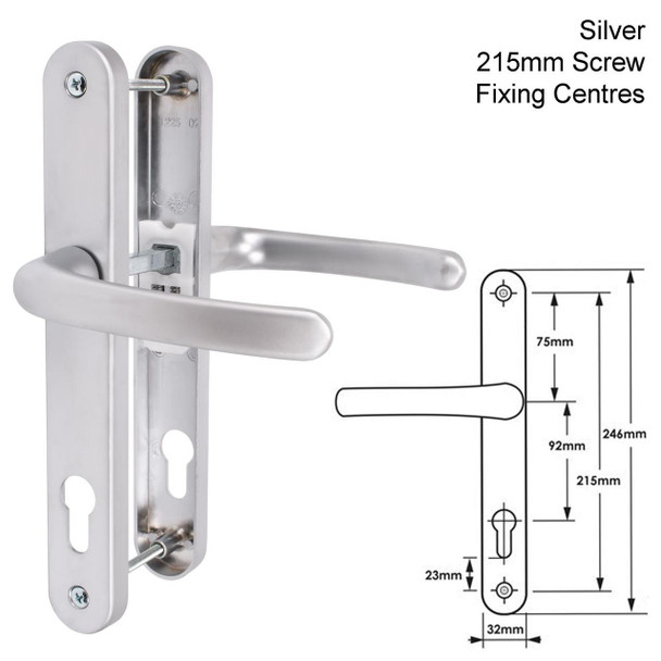TSS UPVC Door Handle Pair 92mm PZ 215mm Fixings TSS UPVC Door Handle Pair 92mm PZ 215mm Fixings