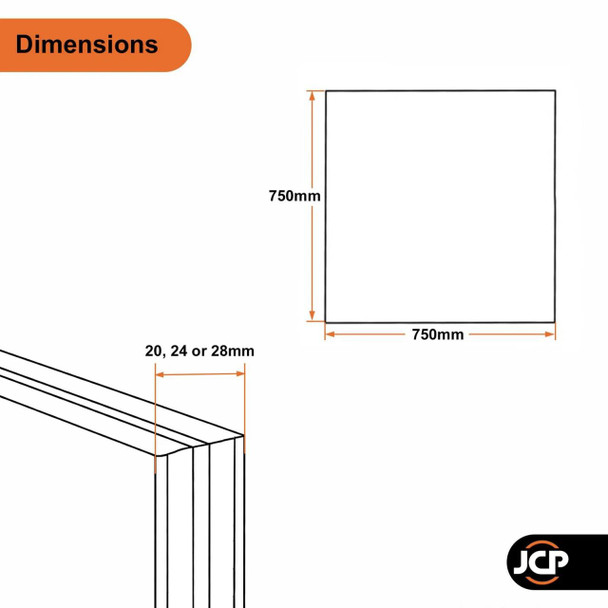  JCP White UPVC Reinforced Flat Half Door Panel for Double Glazed Doors 750mm x 750mm 