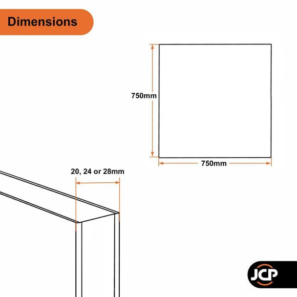  JCP White UPVC Flat Half Door Panel for Double Glazed Doors - 750mm x 750mm 