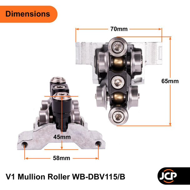 Debar Bi-fold Mullion Guide or Mullion Roller V1 System
