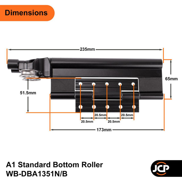 Debar Bifold Standard Top Guide or Standard Bottom Roller A1 System Debar Bifold Standard Top Guide or Standard Bottom Roller A1 System