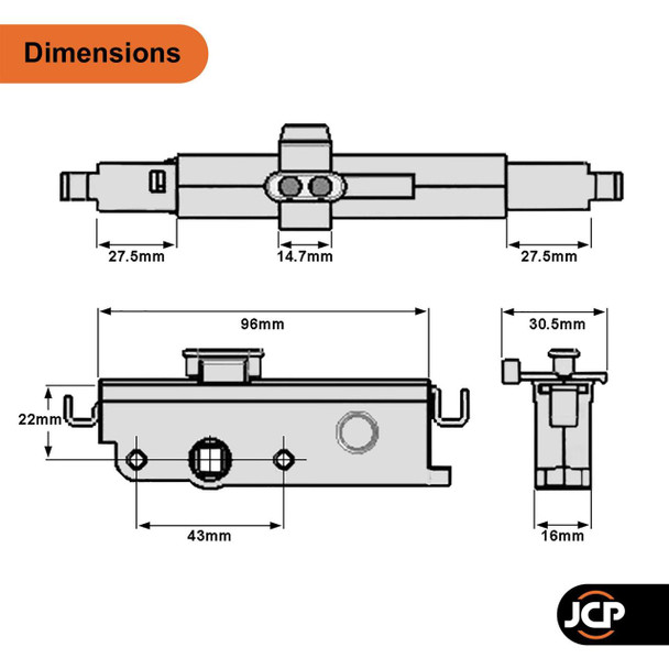 Saracen Anglian Shootbolt Gearbox UPVC Window Lock 22mm Backset
