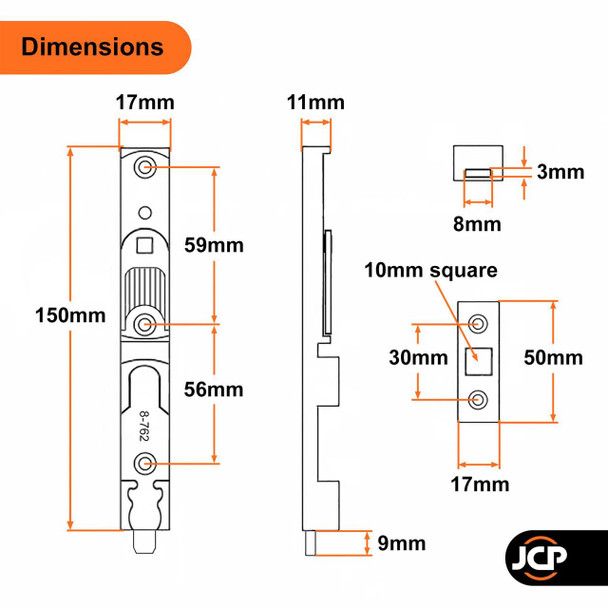 GU 150mm Finger Operated Shoot Bolt Lock & Keep for French Patio Doors GU 150mm Finger Operated Shoot Bolt Lock & Keep for French Patio Doors