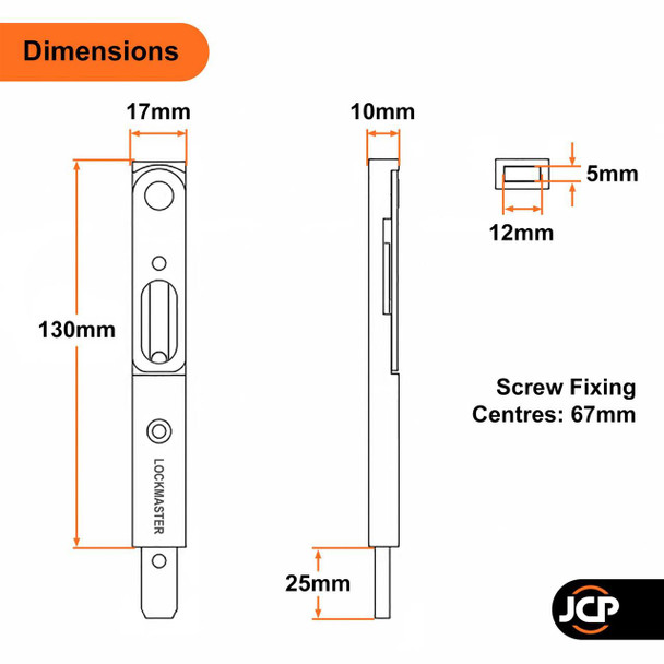 Yale Lockmaster 130mm Finger Operated Shoot Bolt Lock Universal French Slave Doors