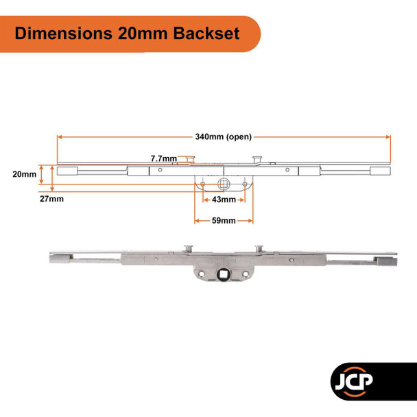 Maco MK2 Shootbolt Gearbox UPVC Window Lock 20mm or 22mm Backset Non Croppable