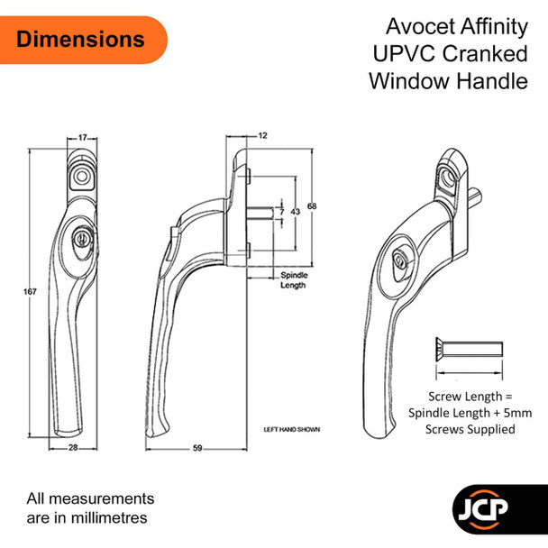 Avocet Affinity Cranked Espag UPVC Window Handle