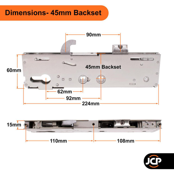 Kenrick Excalibur Gearbox for Multipoint Door Lock 35mm 45mm Backset 92 62 PZ