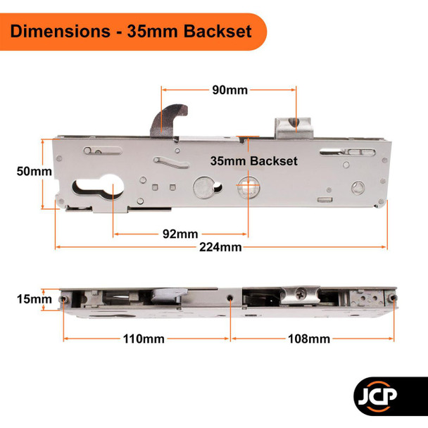 Kenrick Excalibur Gearbox for Multipoint Door Lock 35mm Backset 92 PZ