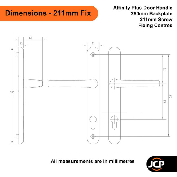 Avocet Affinity Plus UPVC Door Handle Pair 92mm PZ 211mm Fixings Avocet Affinity Plus UPVC Door Handle Pair 92mm PZ 211mm Fixings
