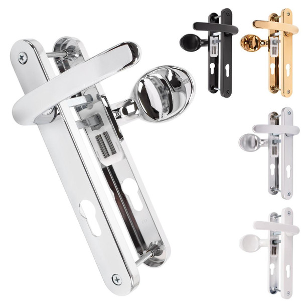 TSS UPVC Door Handle Pair 92PZ 70PZ 203mm Fixings Offset Lever Pad TSS UPVC Door Handle Pair 92PZ 70PZ 203mm Fixings Offset Lever Pad