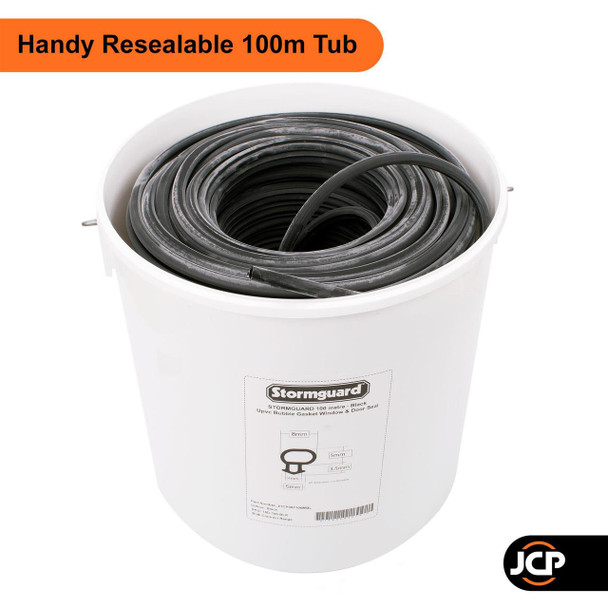 Stormguard Black Stormguard Replacement Bubble Gasket UPVC Window Door Double Glazing Rubber Seal 100m Tub or Sample