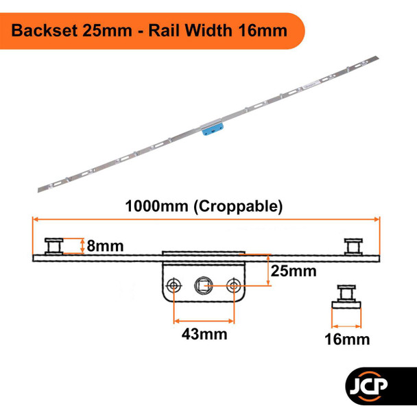 Versa UPVC Window V Espag Lock Inline or Offset Gearbox  - Retro Fit Flat Rail