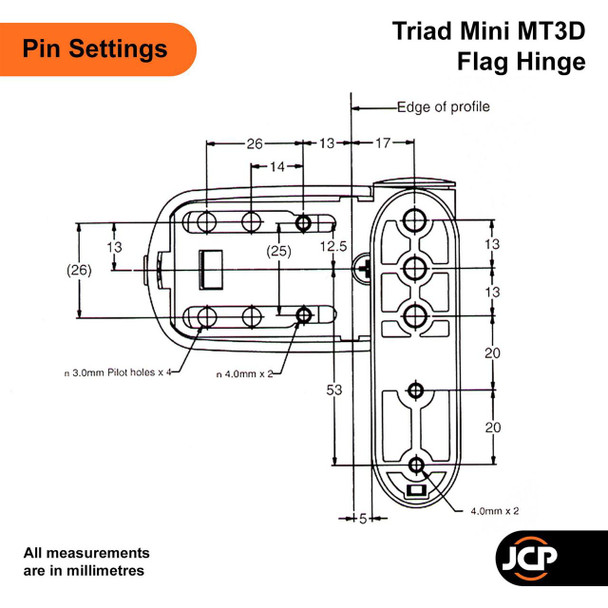 Avocet UPVC Door Flag Hinge MT3D Mini Triad