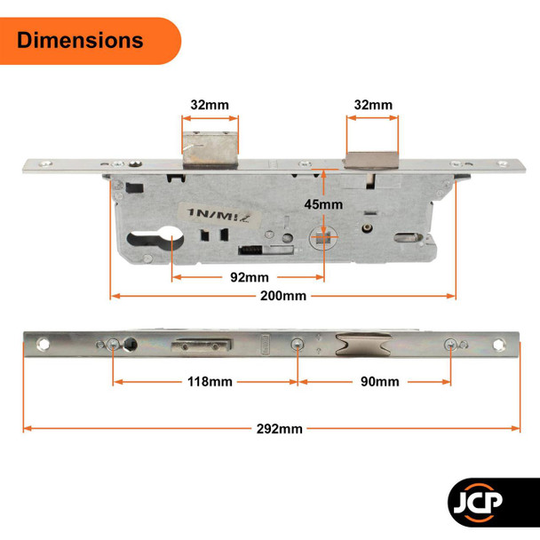  Fuhr 803 Overnight Door Mortice Repair Lock 45mm Backset 16mm Faceplate 