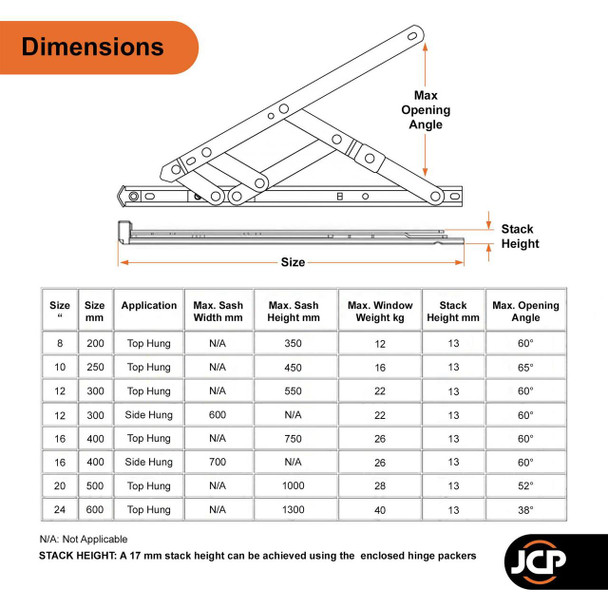 Nico uPVC Window Hinges Nico Universal Replacement Friction Stays Pair | Fits 13mm & 17mm Stack 