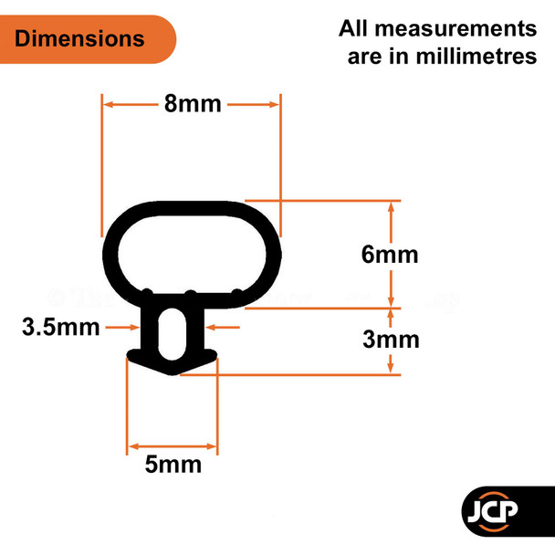 JCP uPVC Window & Door Replacement Bubble Gasket Seal 8x6mm 30m