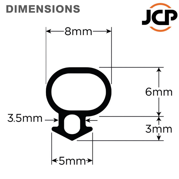 JCP uPVC Window & Door Replacement Bubble Gasket Seal 8 x 9mm 30m Tub