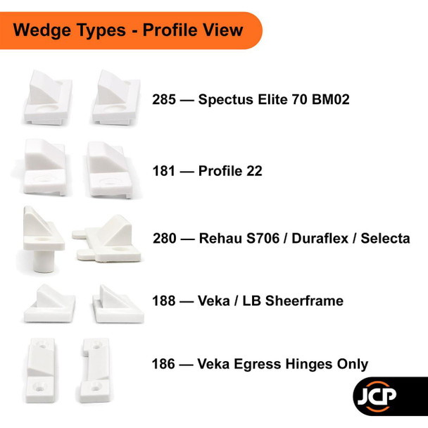  JCP White uPVC Locking Wedge Window Sash Cavity Closing Draught Sealing 5 Pairs 