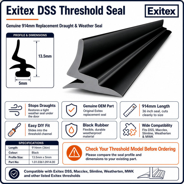 Exitex Replacement Threshold Seal 914mm for MWK/DSS/WTB/MXS/SLT